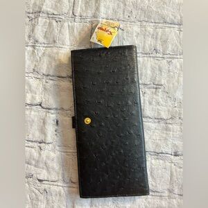 COPRO LIMITED GENUINE OSTRICH MADE IN ZIMBABWE LONG STYLE BLACK WALLET